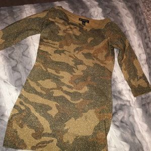 INC*Camouflage Long Thin Sweater Sparkle Sz S